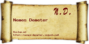 Nemes Demeter névjegykártya